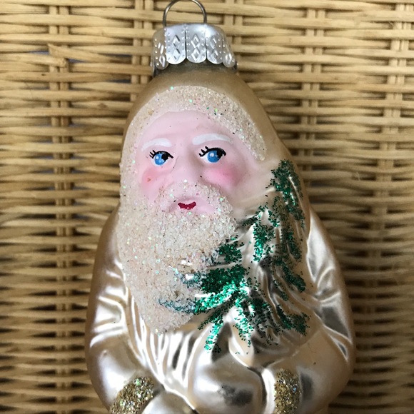 Blown Glass Gold Santa Claus Tree Ornament 4.5” - Picture 2 of 6